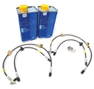 Brake Hose Kit Stainless Steel Hoses With ATE SL DOT 4 Brake Fluid Range Rover