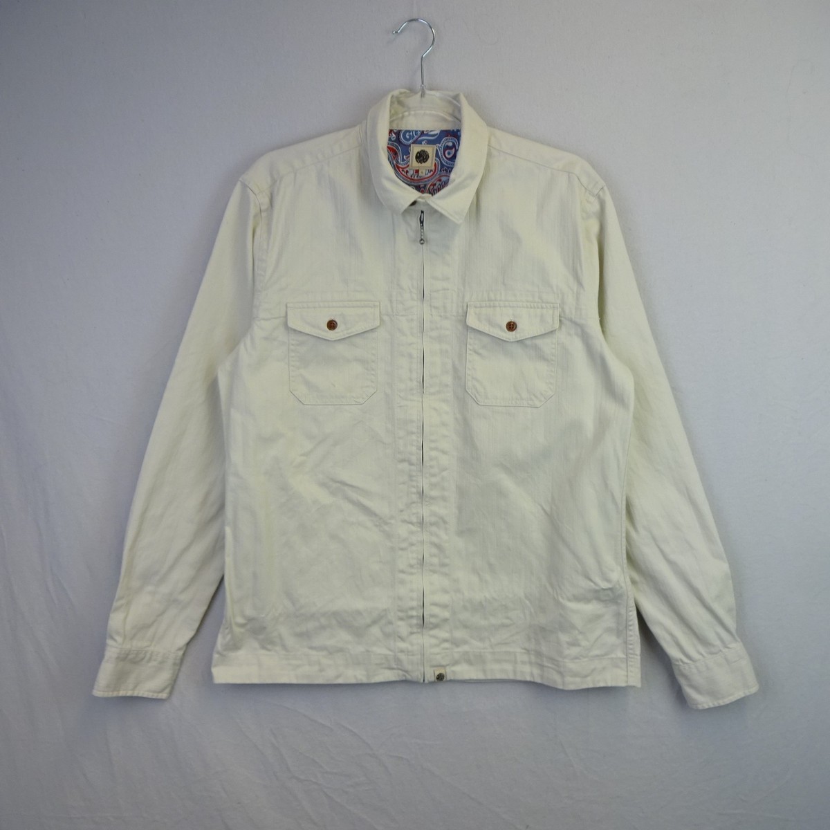 Pretty Green Jacket Mens Large Beige Military Corduroy Mod Liam