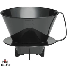 Deluxe Pour-Over Coffee Filter Cone, Brews 8-12 Cups - Eco-Friendly Black Design