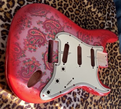 Red Paisley Stratocaster HSH Alder Fender Replacement Body Shielded Cavity