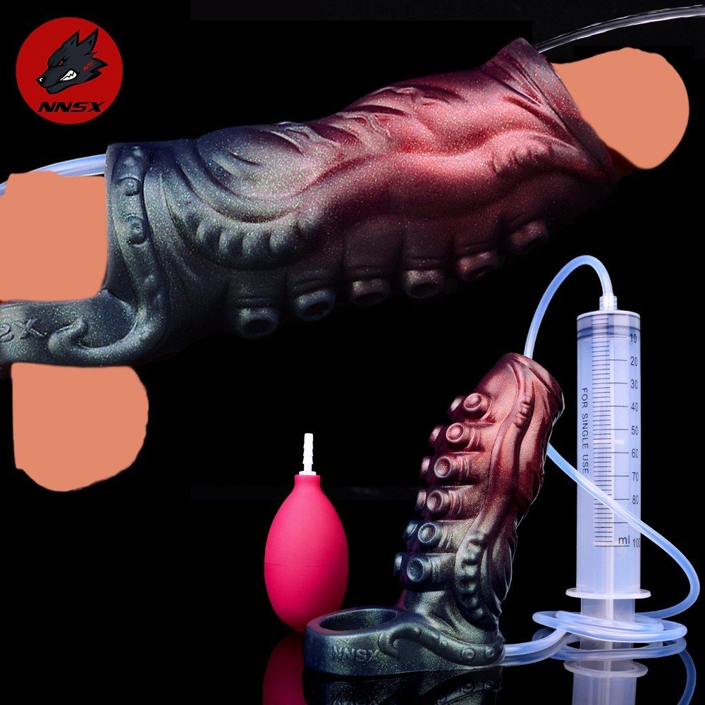 NNSX Squirting Penis Sleeve Textured Sleeve Reusable Condom Extender-Enlarger