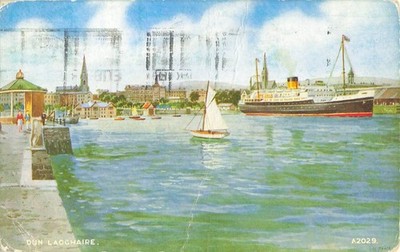 Dun Laoghaire Harbor Ireland Vintage Valentine's Postcard 1931 Ship