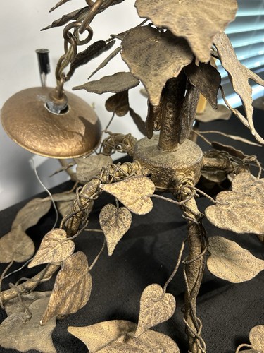 Vintage Italian Tole Leaf 5-Light Chandelier UL Listed 23”x17.5” AS-IS - Picture 11 of 17