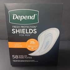 Depend Shields Incontinence Pads for Men, Light Absorbency, One Size, White 25x