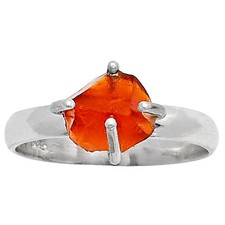 Natural Mandarin Citrine Rough 925 Sterling Silver Ring s.8.5 Jewelry R-1052