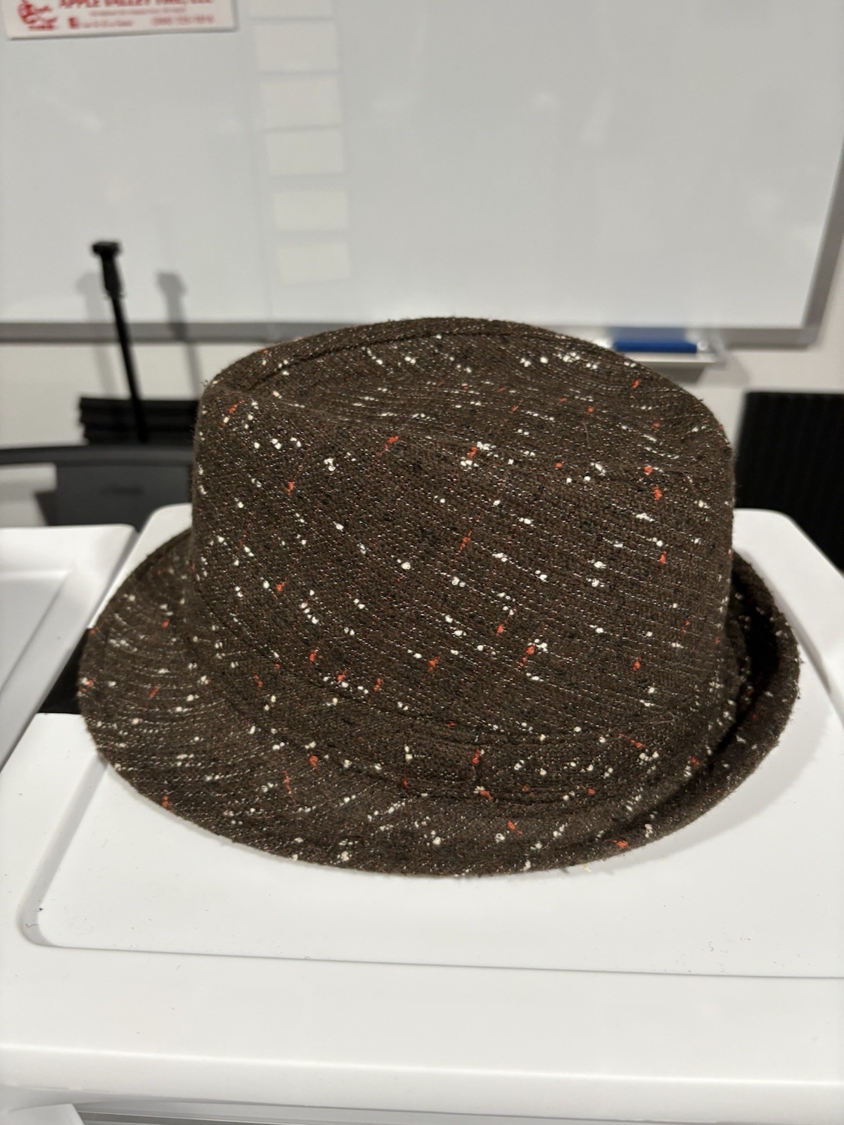 Men's Brown Freckled Fedora Hat - One Size 100% Polyester-image