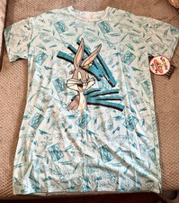 VINTAGE 90s Bugs Bunny Looney Tunes All Over Print T-Shirt Single Stitch RARE