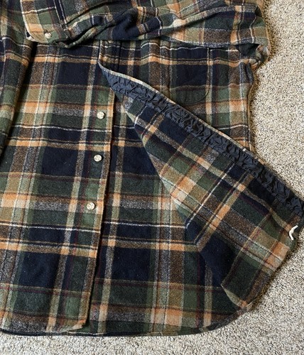 Pendleton Vintage Women's Wool Plaid Shirt SZ L Green Black Brown USA Made - Picture 6 of 13