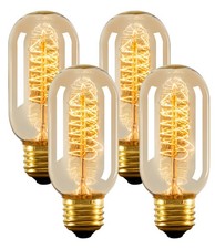 NUODIFAN Edison 4 Count Pack of 1 , T45-amber Glass-spiral Filament-40w-4p