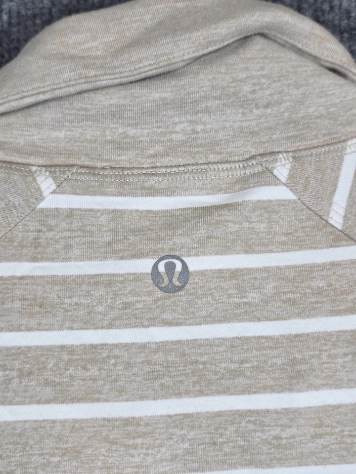 Chaqueta Lululemon Mujer 12 Beige Blanco Rayas Cremallera Completa Atlética Pista de Correr Foto 3 de 4
