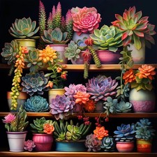 Succulent Paint by Numbers Kit for Adults Beginners 16x16 Inch DIY Art Gift