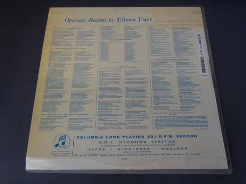 ED1 OPERATIC RECITAL (DEBUSSY, VERDI etc) LP, Eileen Farrell, COLUMBIA 33CX 1596 - Picture 2 of 4