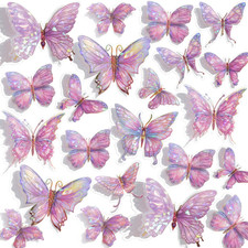 3D Butterfly Wall Decor - 50PCS Removable PVC Butterflies Wall Stickers- Multi-S
