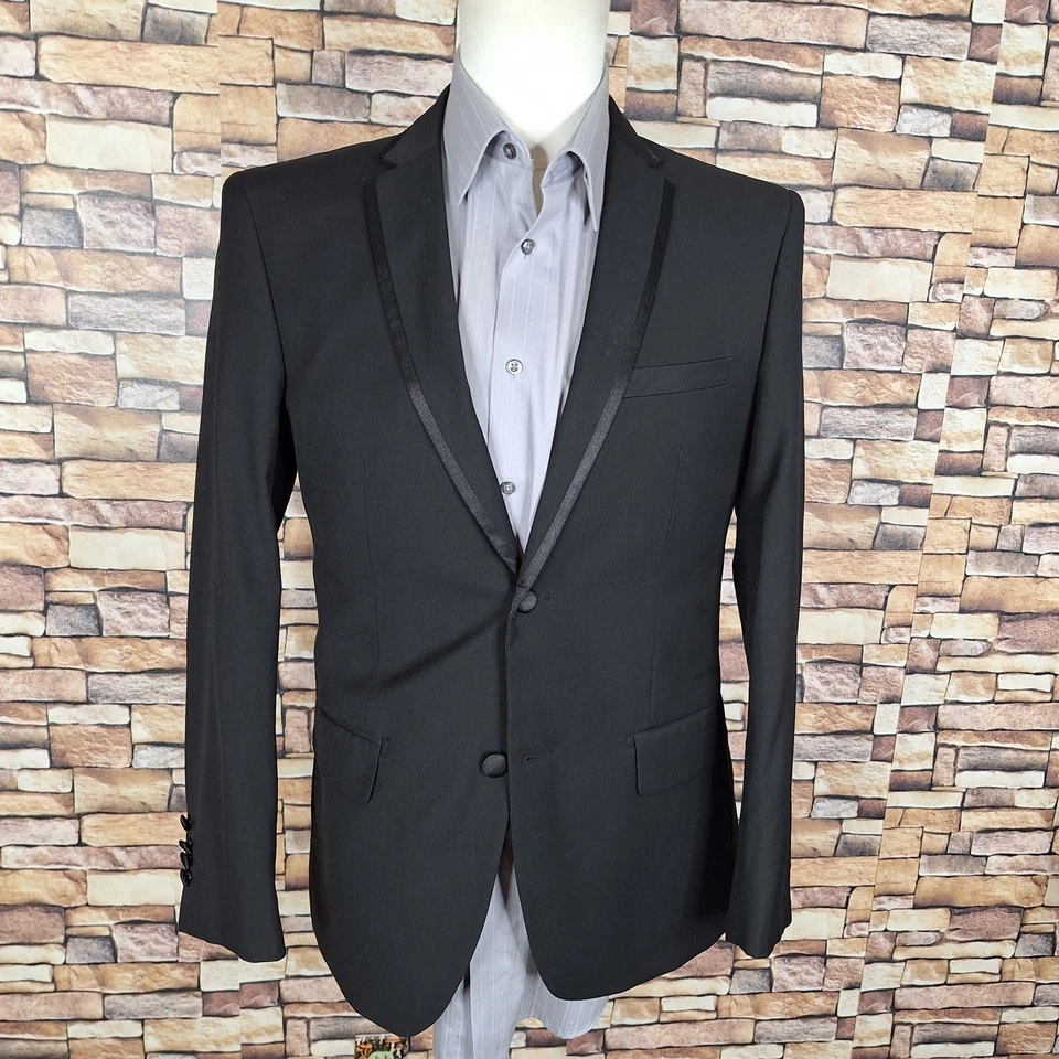 Vinci 2 Piece Tuxedo Mens 36R 32X29 Black Double Vented 2 Button - Image 4 of 4