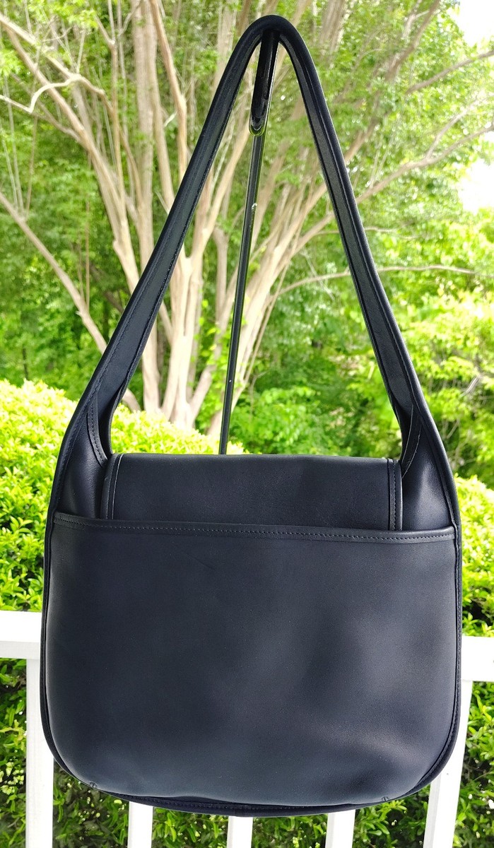 Coach 9029 Vintage Navy Blue Leather Ergo Flap Leather Shoulder