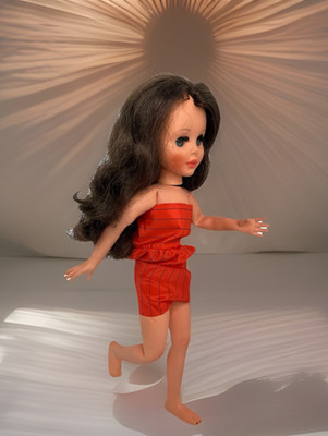 Furga Italy Vittoria Doll 14  Vtg Brunette Hair Blue Eyes Posable 60s  V  Girls