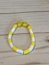 Yellow Heart Beaded Bracelet Teens Women Jewelry Handmade Stretch Bracelet