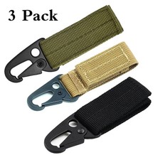 3 Pack Tactical Molle Belt Carabiner Keychain Strap Clip Key Holder Duty Belt