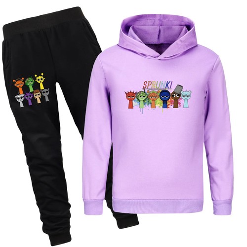 New Sprunki Clothes Set Kids Cartoon Incredibox Hoodie Boys Spring Fall Tracksui - Picture 5 of 24