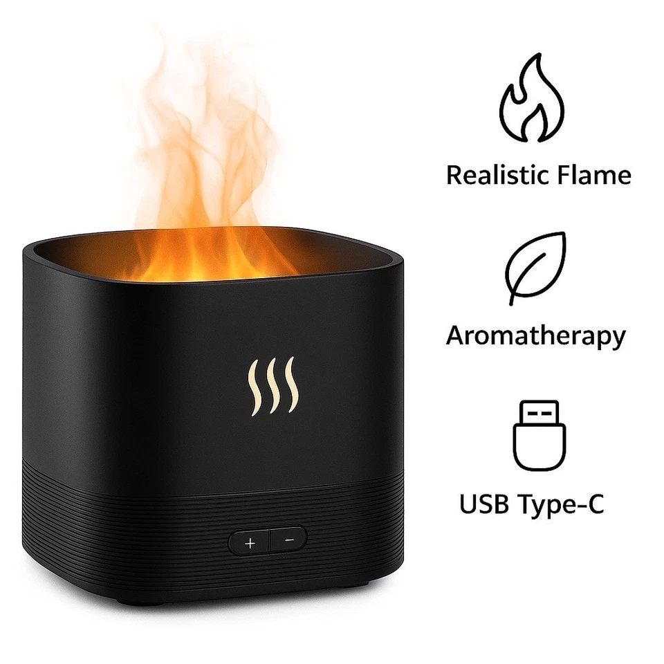 Diffusore Essenze con Effetto Fiamma, USB-C e Luce LED - Immagine 3 di 3