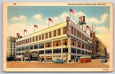 Vintage Madison Square Garden New York Linen Postcard by Curt Teich