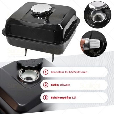 Kraftstofftank für Honda GX160 GX200 6,5 PS Motor, 3,6L Metall Benzintank Ersatz