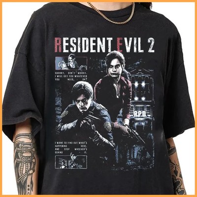 Resident Evil 2 Biohazard Game T-Shirt für Männer Frauen Leon Kennedy 100 % Baum
