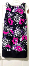 FLASH SALE! AGB Sleeveless Sheath Dress 12 Large Black Fuchsia Pink Purple White