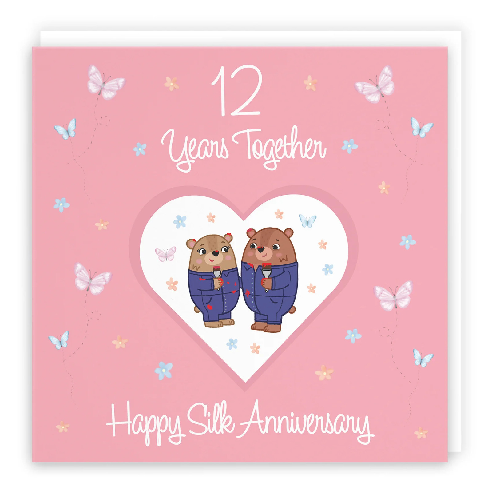 12th Anniversary Card Silk Romantic Meadows