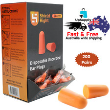 Shield Right 200 Pairs Orange Ear Plugs, Individually Packaged,  Soft PU Foam