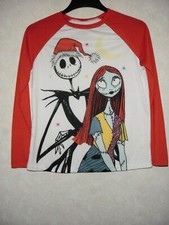 Disney Top Pajama Girl's Small Red White Crew Neck Long Sleeve