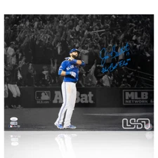 Jose Bautista Blue Jays Signed "The Bat Flip™" 16x20 Photograph USA SM JSA