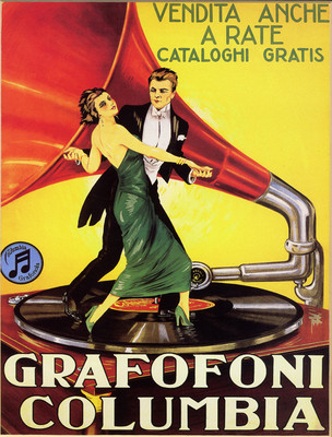 Grafofoni Columbia 1920 Vintage Music Poster