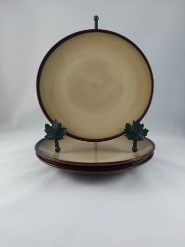 SANGO NOVA BROWN 4933 ~ 3 SALAD PLATES 8" DIAMETER. GOOD CONDITION.