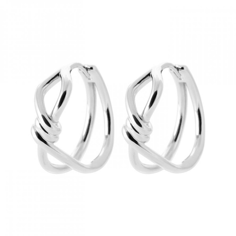 Boucles d'oreilles créoles nœud argent 925 rhodié - Cadeau femme idéal