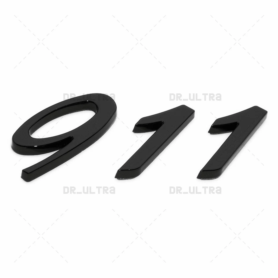 Nuevo Parachoques Trasero Negro Brillante 911 Logo Letras Insignia Puerta Levadiza Emblema Cubierta Tapa Foto 4 de 4