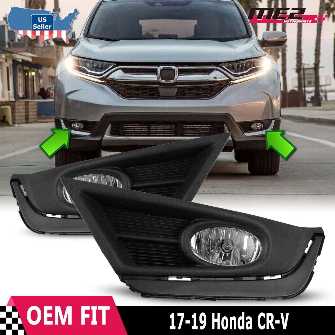For 2017-2019 Honda CR-V CRV Fog Lights Driving Lamps  w/Bezels+Wiring+Switch Kit