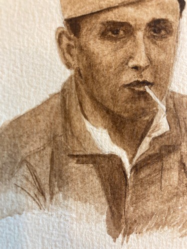 Very Nice Drawing Lavis Ink Hyperrealism Portrait Young Man Military 1960 - Picture 7 of 7