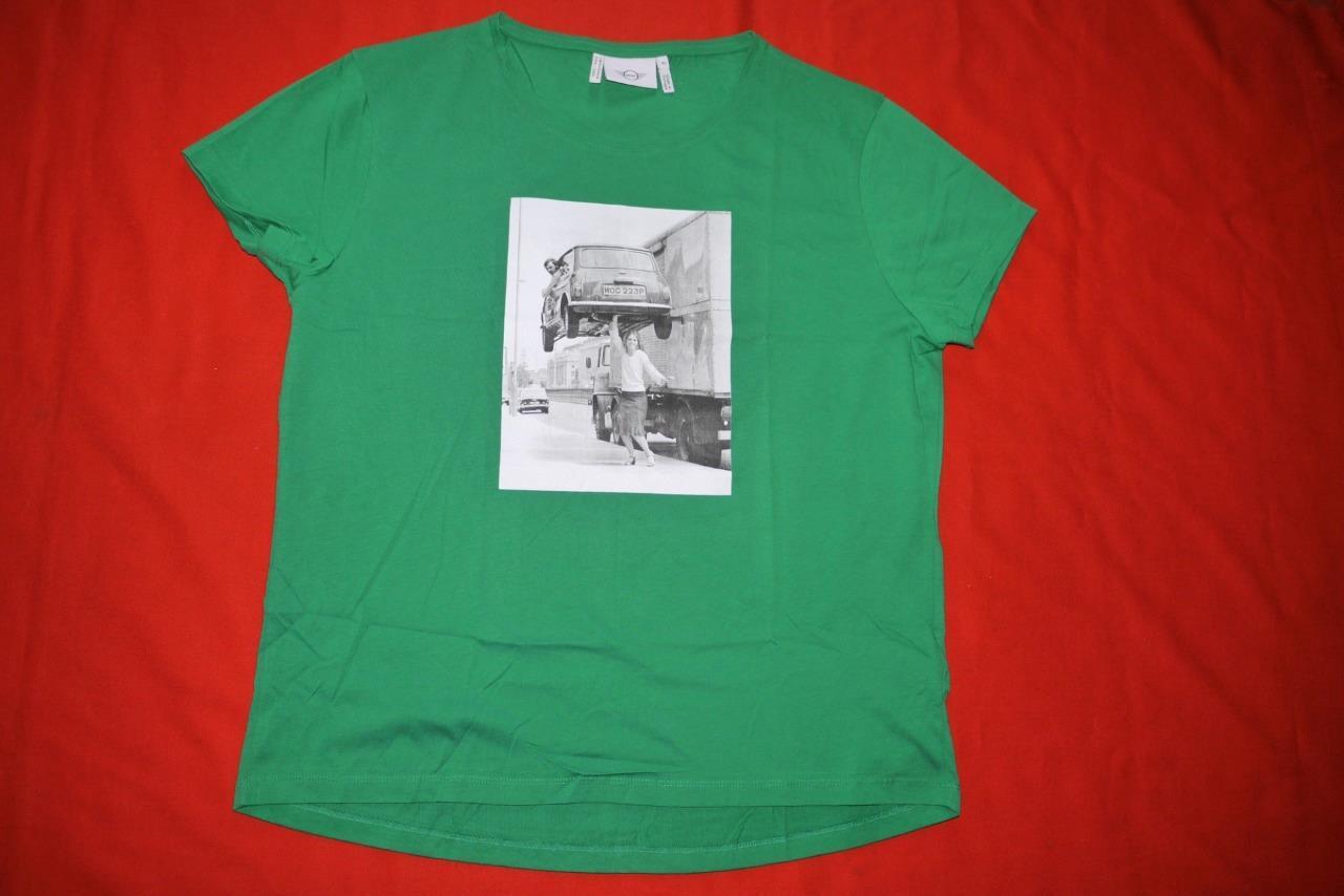 Mini Cooper Womens T-Shirt Green Graphic Designer Top XS (UK 6/8 US 2/4 ...