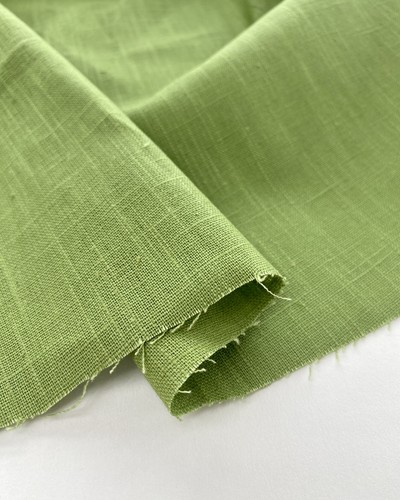 Minerva Textured 100% Ramie Linen Fabric Light Olive - per metre - Picture 6 of 6