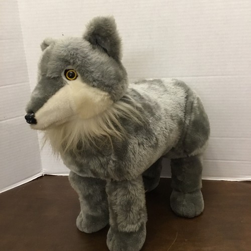WMG Wolf Footstool 46117 Plush 17” Tall 17” Long Gray