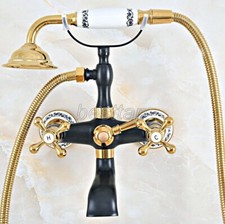 Black Gold Color Brass Clawfoot Bathroom Tub Faucet Mixer Tap Handshower sna461