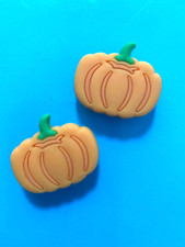 2 Pumpkin Shoe Charm Plug Button Fun Accessories Compatible W/Crocs