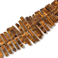 Yellow Tiger Eye Graduated Slab Stick Point Size 10x25-12x45mm 15.5'' Strand