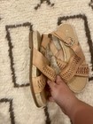 Anthropologie  Blush Beige Leather Woven Espadrille Criss Cross Sandals Size 6 — photo 5