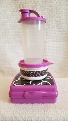Tupperware Wild and Wonderful lunch set - Purple with Giraffe print - NEW
