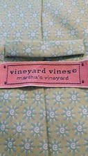 Vineyard Vines Marthas Vineyard Men's Tie Silk Made in USA Green & Blue
