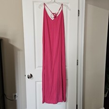 Old Navy Hot Pink Adj Tie Spaghetti Straps Sundress W/Side Slits Sz XXL NWT