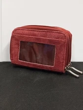 ACCORDION CARDHOLDER WALLET PURPLE (SUEDE) UNI-SEX. NEW W/OUT TAGS.