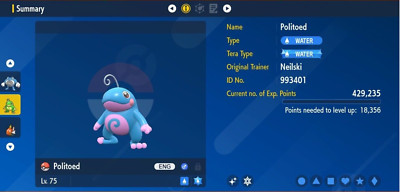 Pokemon Scarlet & Violet 6IV Shiny POLITOED Max EVs